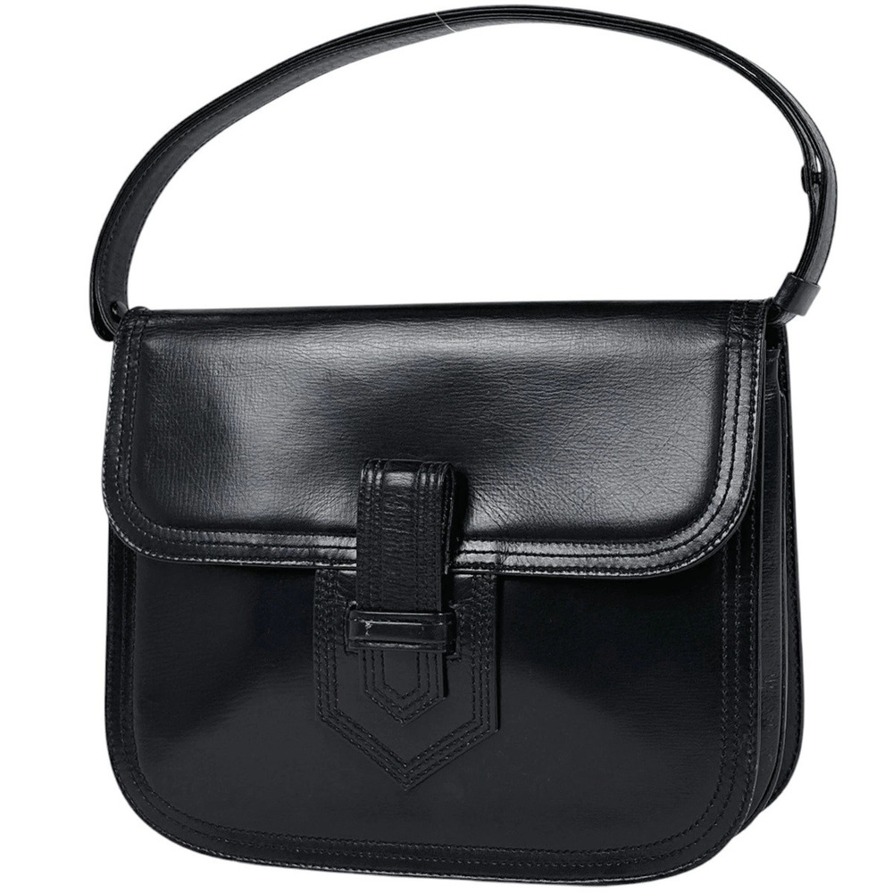 Saint Laurent Yves Hobo Bag Handbag Shoulder Leather Navy Blue